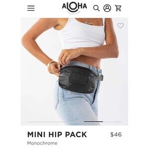 Aloha Mini Hip Fanny Pack Black Monochrome